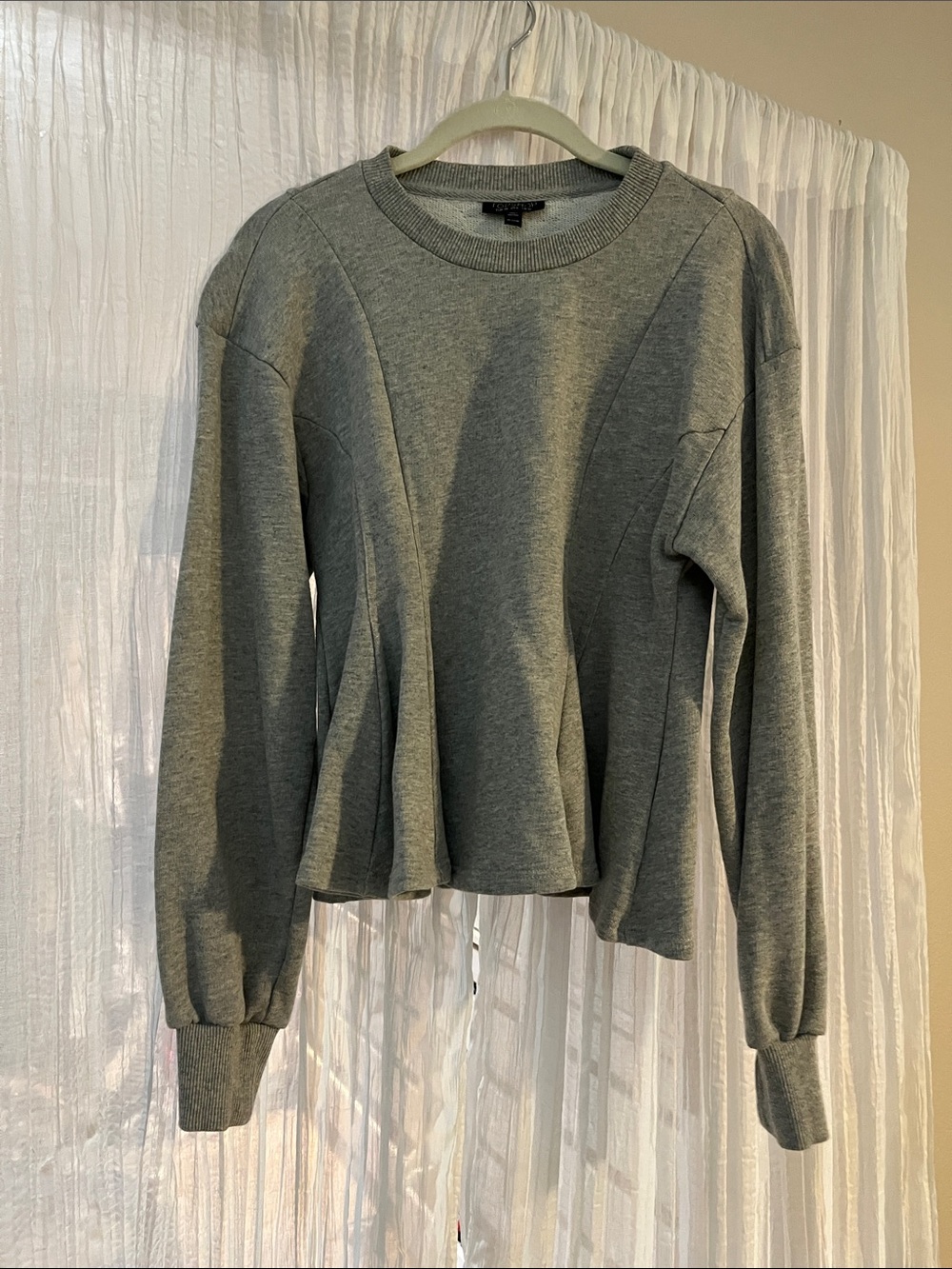 Gray Women's Long-Sleeve Peplum Sweatshirt